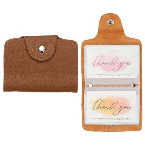 Unique Bargains Leather Slim ID Card Business Card Holder Wallets with 24 Slots 4" x 3" 2 Pcs - 1 of 4