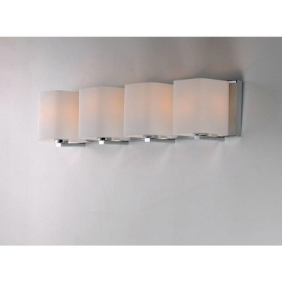 Polished Chrome 4-Light Vanity Fixture with Satin White Glass