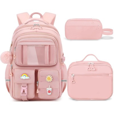 FATMOON 17″ School Backpack for Back to School - Cute Students Bookbag Travel Back Pack  with Lunch Box- for Age 6-18 Students