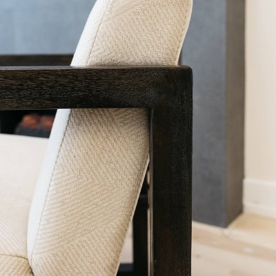 Alarick Cream and Black Transitional Wood Accent Chair