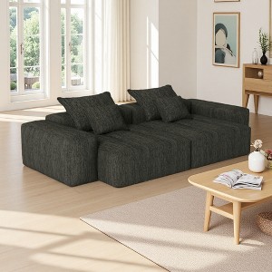 4-Piece Chenille Modular Sectional Sofa with Double Chaise - 1 of 4