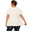 Agnes Orinda Women's Plus Size Summer V Neck Flare Short Sleeve Lace Pleated Peplum Blouses - 4 of 4