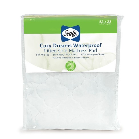 Sealy Cozy Dreams Waterproof Fitted Crib Toddler Mattress Pad