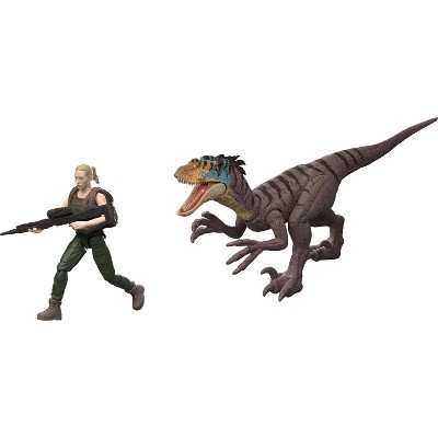 Jurassic World Rebirth Zora Bennett & Velociraptor Figures Pack, Movie Authentic 3.75 Inch Scale