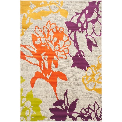 3'x5' Floral Loomed Accent Rug Light Gray/Purple - Safavieh