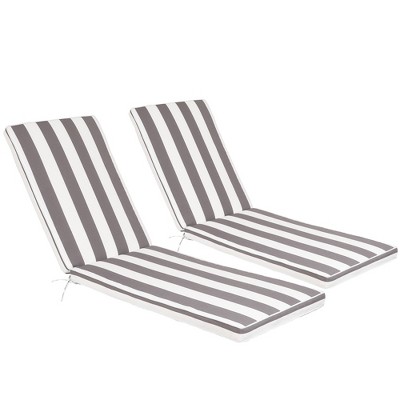 DOMETOUR 2PCS Set Outdoor Lounge Chair Cushion Replacement Patio Funiture Seat Cushion Chaise Lounge Cushion-Grey/white