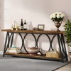 Lirago 70.9" Industrial Console Table 2 Tier Vintage Rustic Sofa Table Behind Couch Entryway Shelf for Living Room Hallway Brown - 2 of 4