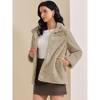 INSPIRE CHIC Women's Faux Fur Lapel Warm Overcoat with Pockets Winter Fluffy Jacket - 2 of 4
