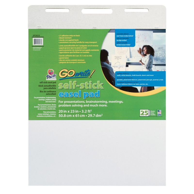 Array Easel Pad, Self-Adhesive, White, Self-Adhesive, 20" x 23", 25 Sheets, 1 of 4