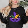 Simply Sage Market Women's Graphic Sweatshirt Feathered Mask Sparkle - 3 of 4