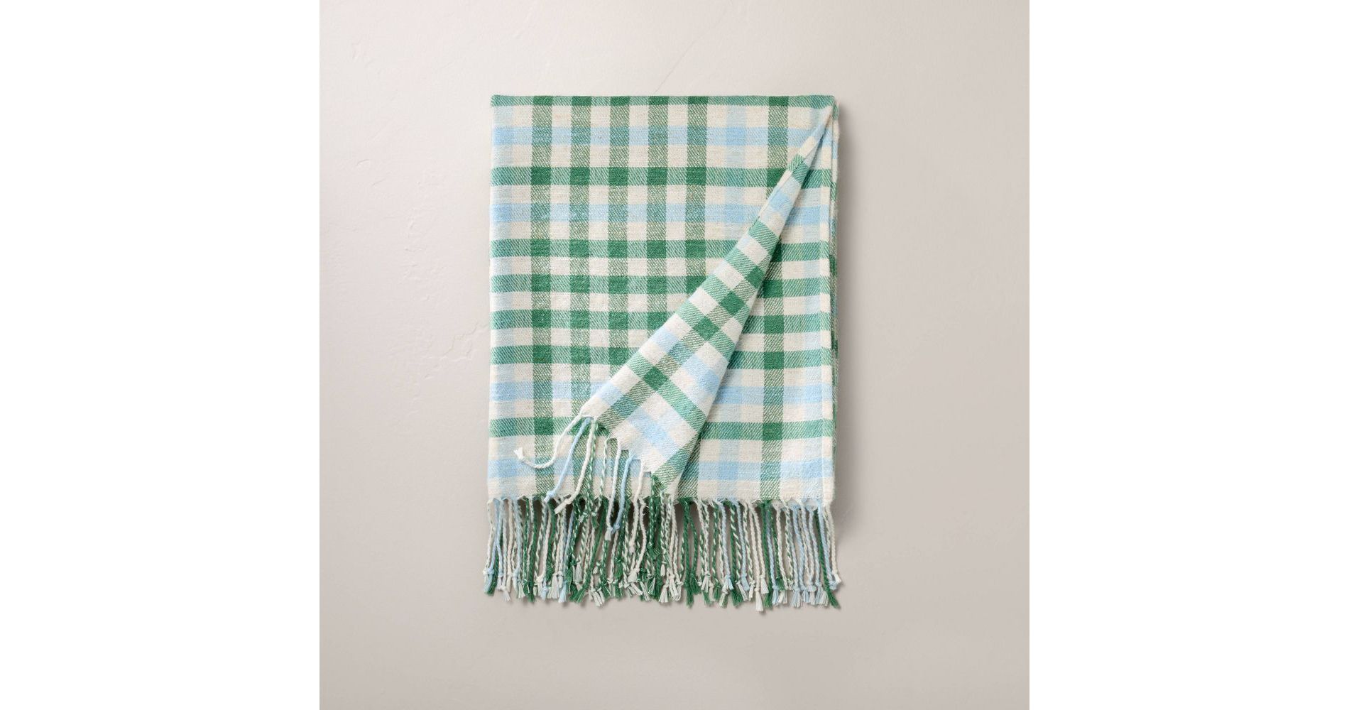 Open Box (Final Sale) - Plaid Woven Fringe Throw Blanket Green/Blue - Hearth & Hand with Magnolia