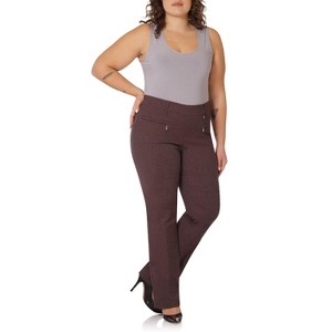Rekucci Curvy Woman Ease into Comfort Bootcut Pants with Zipper Pockets – Pull-On Dress Work Pants - 1 of 3
