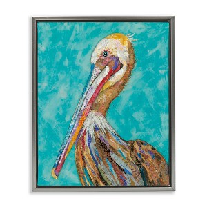 Stupell Industries Bold Pelican Bird Varied Collage Pattern Stripes Floating Frame Canvas Art, Gray, 25" x 31" - 1 of 4