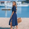 Women's Navy Dolman Sleeve Micro-Ruffle Midi Dress - Cupshe - image 4 of 4