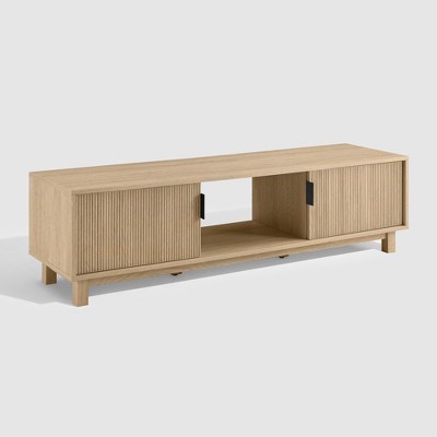 Coastal Oak Modern Fluted 2-Door TV Stand