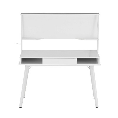 Multifunctional White Steel Computer Desk with Magnetic Board and Storage
