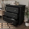 3 Drawer Dresser for Bedroom, Black Wood Chest of Drawers Bedroom Dresser, Rustic Small Drawers Dressers Nightstand Wooden Closet Storage Cabinet - 3 of 4