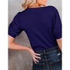 Women's Short Sleeve Sweater Tops 2025 Spring Summer Trendy Crew Neck Casual T Shirts Blouses,Navy Blue - L - 2 of 4