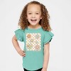 The Juniper Shop SmileyWorld Checkered Floral Distressed Flutter Sleeve Tee - 2 of 4
