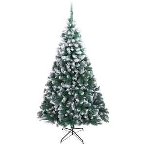 Christmas Tree, Prelit Christmas Tree – 7ft Indoor Outdoor Artificial Xmas Tree, Easy Setup, Green and White, Holiday Decor - 1 of 4