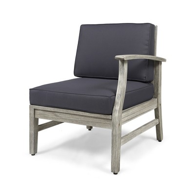 Dining Chairs, Right Arm Chair, Acacia Wood Frame Kitchen Chair, Outdoor Patio Chair, Thick Plush Cushions Side Chair