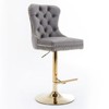 Okak Velvet Swivel Bar Stools Set of 2 Adjustable Height 27-35in, Tufted Back Thick Golden Barstools for Kitchen Island Home Pub - 3 of 4