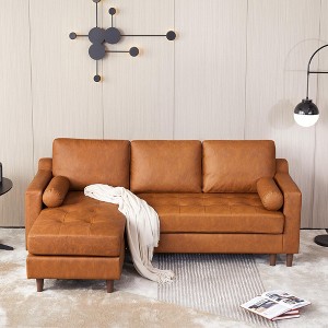 L-Shaped Sofa Couch, 3-Seater Sofa, Modular Sectional Sofa, Convertible Corner Sectional Couches for Living Room, PU Leather Deep Seats Sofa - 1 of 4