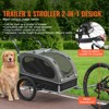 VEVOR Dog Bike Trailer, Supports up to 88 lbs, 2-in-1 Pet Stroller Cart Bicycle Carrier, Easy Folding Cart Frame with Quick Release Wheels,Black/Gray - 3 of 4