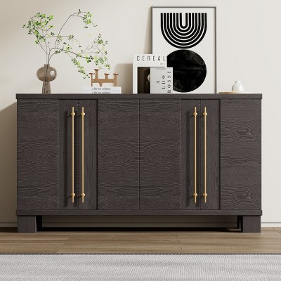 Storage Cabinet With Adjustable Shelves And Gold Handles,Traditional Style Cabinet,Dining Room Cabinet,Living Room Cabinet-Maison Boucle