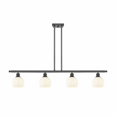 White Venetian - 4 Light Stem Hung Island In Modern Style-9 Inches Tall and 48 Inches Wide