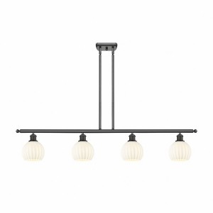 White Venetian - 4 Light Stem Hung Island In Modern Style-9 Inches Tall and 48 Inches Wide - 1 of 1