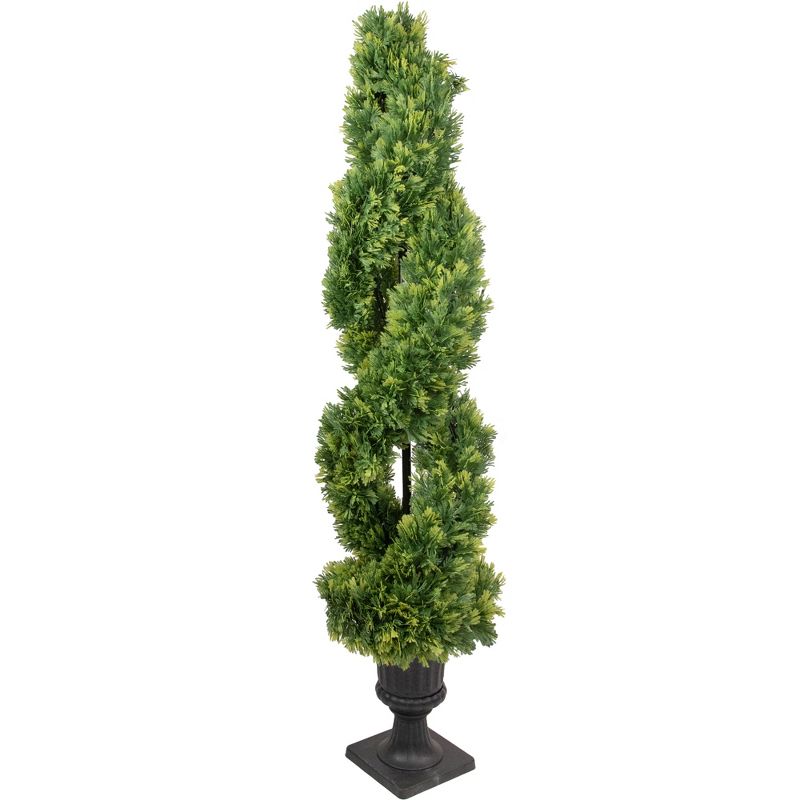 Northlight Real Touch™ Artificial Cedar Double Spiral Topiary Tree in Pot, Unlit - 4.5', 5 of 8