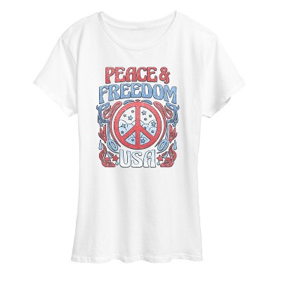 Women's - Instant Message - Peace And Freedom Short Sleeve Graphic T-Shirt