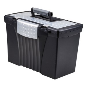 Storex Portable Letter/Legal Filebox with Organizer Lid, Letter/Legal Files, 14.5" x 10.5" x 12", Black - 1 of 4