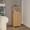 KWPZQEB Bamboo Storage Cabinet, Freestanding Bathroom Cabinet, Kitchen Cupboard, Sofa End Table, Slim Bamboo Linen Tower with Shutter Door - 3 of 4