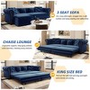 3-in-1 Sleeper Sofa Bed with Pull-Out Design,89" Velvet Convertible Sofa Bed with Movable Ottoman, King Size Sofa Bed for Living Room-Koiai - 2 of 4