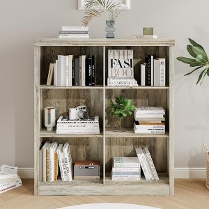 6 Cube Storage Bookshelf, 53" Tall Bookcase with Anti-Tip Design, Modern Freestanding Organizer Shelf - 1 of 4