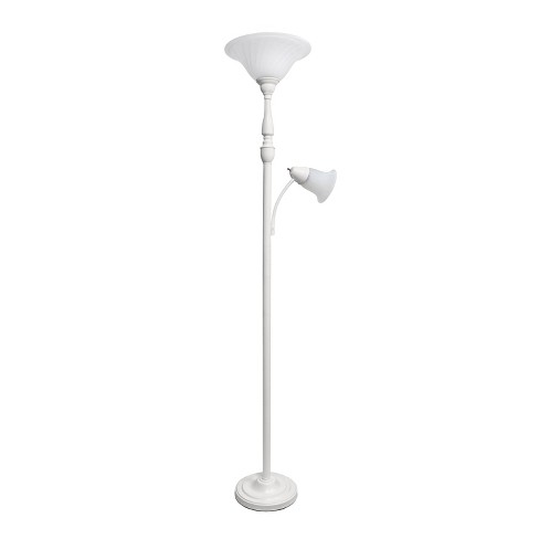 Torchiere Floor Lamp With Reading Light And Marble Glass Shades