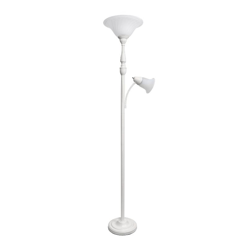 Torchiere Floor Lamp with Reading Light and Marble Glass Shade - Lalia Home, 1 of 8