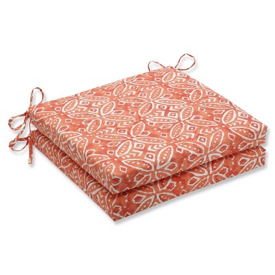 20" x 20" x 3" 2pk Merida Pimento Squared Corners Outdoor Seat Cushions Orange - Pillow Perfect