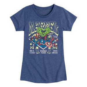 Girls' - Marvel - Avengers Concert Tee Style Fitted Short Sleeve Graphic T-Shirt - 1 of 4