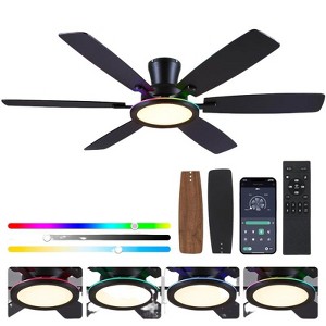 52 Inch Modern Ceiling Fan,Flush Mount Ceiling Fan  with Light.for Living Room,Bedroom - 1 of 4