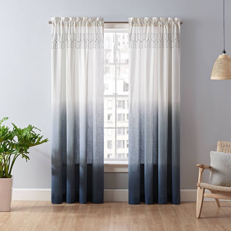Arashi Ombre Embroidery Light Filtering Curtain Panel - Vue, 1 of 17