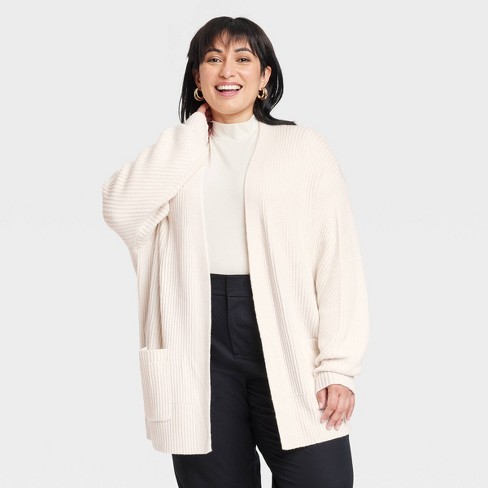 Women's Open Cardigan - A New Day™ Cream 2x : Target