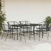 vidaXL 7 Piece Patio Dining Set - Black Poly Rattan Outdoor Ensemble with Tempered Glass Table - Garden/Backyard/Patio Furniture with 6 Chairs - 3 of 4