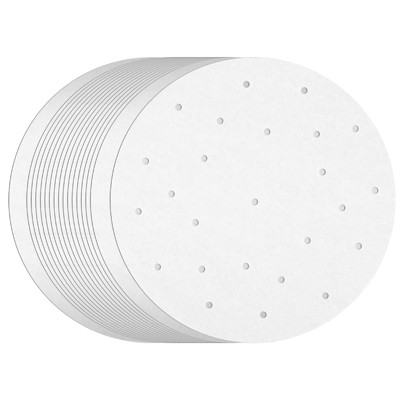Image of Juvale 100 Pack Bamboo Steamer Liners, White 10-Inch Parchment Paper Rounds with Holes for Air Fryer Basket