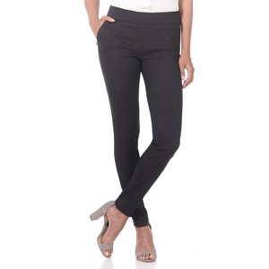 Rekucci Women’s Pull-On Skinny Work Pants – Tummy Control, Stretch Legging Fit with Zip Pockets for Office & Casual - DK Charcoal, 2 Tall - 1 of 4