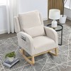 Fabric Modern Accent High Back Casual Armchair Rocker with Lumbar Pillow, Two Side Pockets and Sturdy Wood Frame - 2 of 4