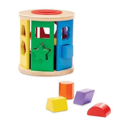 Melissa & Doug Match and Roll Wooden Shape Sorter Skill-Building Learning Toy with 13pc