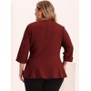 Agnes Orinda Women's Plus Size Notched Lapel Ruffle Peplum Ruched Buttons Outfits Blazers - 4 of 4